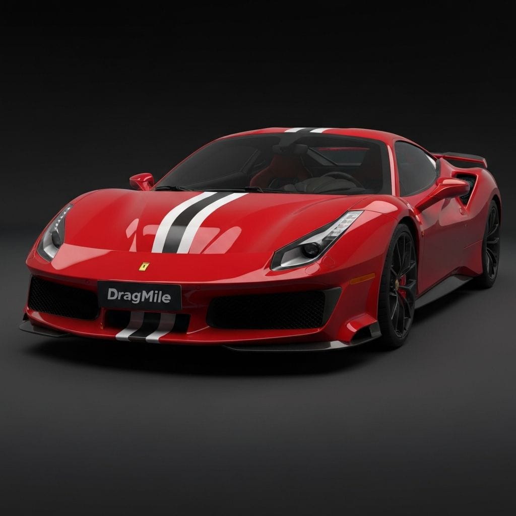 Ferrari 488 Pista 2019 side view for performance comparison