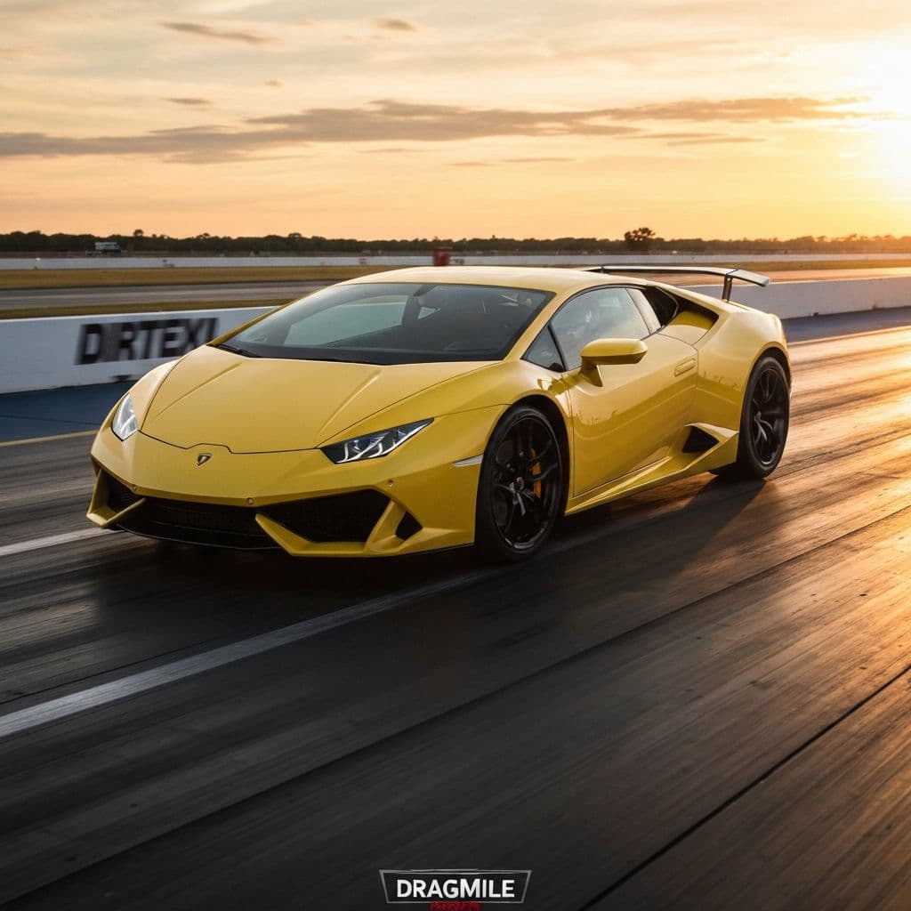 High performance sports car racing on drag strip representing the top 10 fastest cars